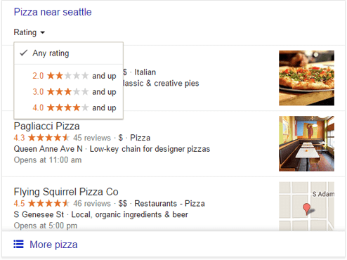 Google добавил опцию для поисковиков, чтобы выбрать только те компании, которые выше определенного рейтинга